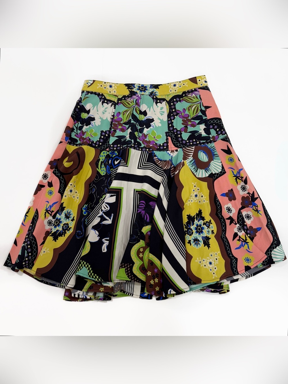 Etro Mixed Floral Patchwork Multicolored Print Silk Skirt | Sz. 40 - Picture 8 of 10